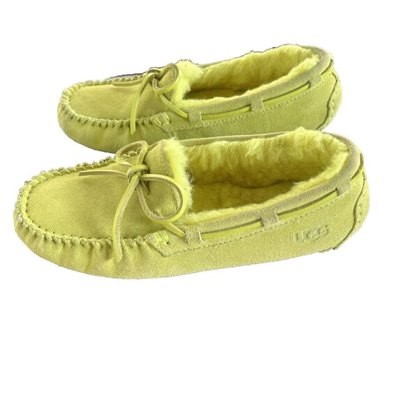 Ugg Dakota Ladies Cozy Suede Moccasin with Wool Blend Lining, Size 6  Color Lime - Picture 10 of 12